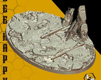 Resin Miniature Base: Urban Wasteland, Industrial City Ruins