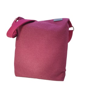 Umhängetasche, Schultertasche, große Handtasche mit verstellbarem Gurt, pink weicher Stoff