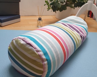 Yogabolster mit Bio Dinkelspelz "Ringel in pastell"