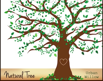 Family Tree, 12 Inch Natural Tree Clip Art, Large Leafy Tree, Elm Tree, Oak Tree Graphic, Family Tree Illustration