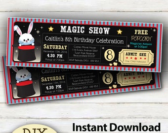 EDITABLE Instant Download Magic Show Party Invitations, Boy or girls Movie Party Ticket Invitation, Edit at home, Cinema Invitations
