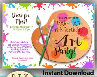 Editable Art Or Painting D I Y Party Invitation Bright And Colorful Instant Download Edit At Home With Adobe Reader Editable Art Or Painting D I Y Party Invitation Bright And Colorful Instant Download Edit At Home With Adobe Reader