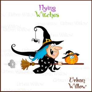 Flying Witches - Png & Jpeg clip art images. image 2