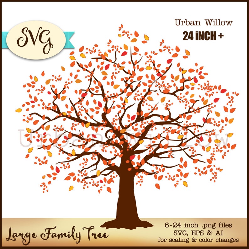 Download Art Collectibles Clip Art Svg Large Family Tree Commercial Use Ok Fall Autumn Leaves Family Tree Projects Large Scale Print Designs Gift Tags More Wall Art