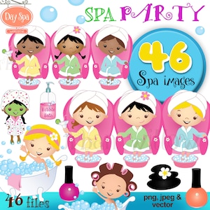 Spa-Party Clipart, Tag Spa Clipart, Clipart Blasen, Clipart Fuß Spa, Pediküre, Wert Clipart Vektoren, afroamerikanische Clipart Spa Party
