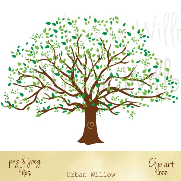 Large Family Tree Graphic, Family Tree Image, Clipart Natural Looking Tree, Leafy Green Tree, Evergreen Tree, Wedding Invitation Tree, Oak