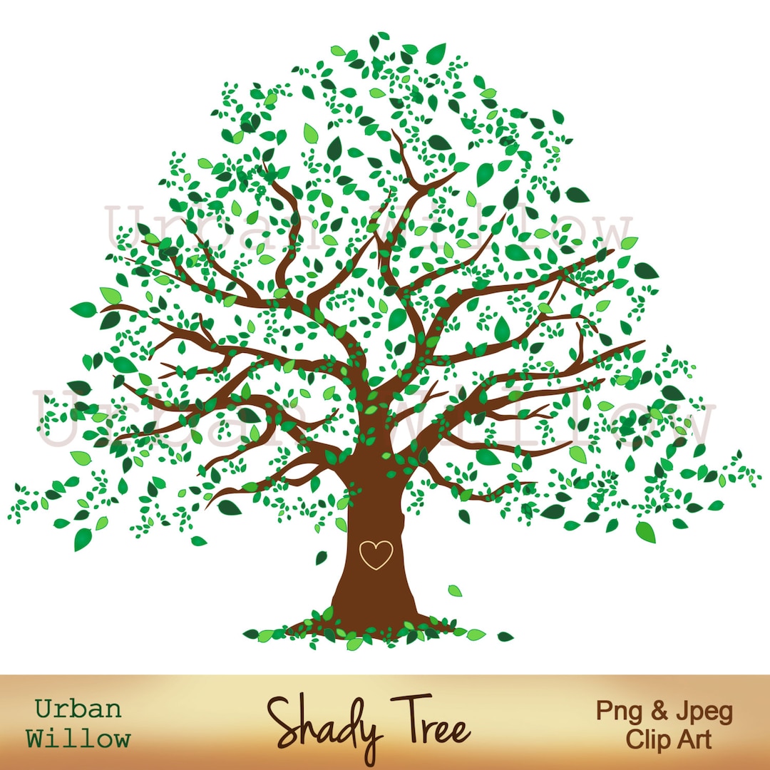Tree Graphic, 12 Inch Natural Tree Clip Art, Large Leafy Tree, Full