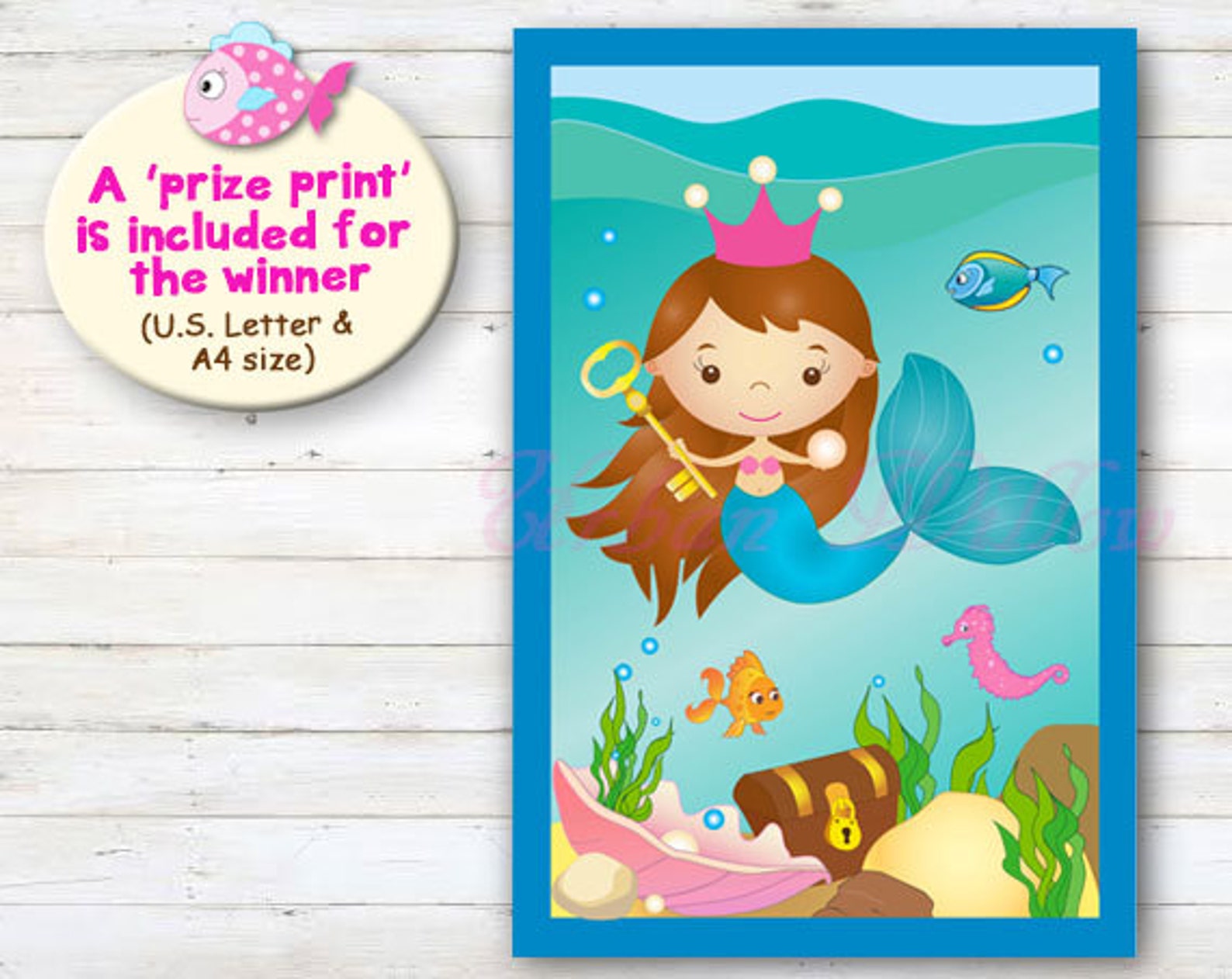 Mermaid Party Game Pin the Tail on the Mermaid Mermaid Party - Etsy