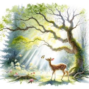 8 scènes de forêt. Images Cliparts et Illustrations. Images haute définition. Images JPEG. Art pour chambre d'enfant, travaux manuels, carnet de pacotille, estampes.