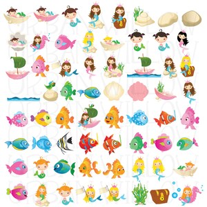 Mermaid Clipart, Value Clipart, Digital Clipart Fish, Commercial Use OK ...