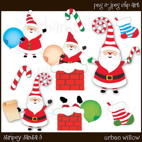 Santa Claus Clipart Father Christmas Clipart Cute Santa Candy Cane Clipart Funny Christmas Characters Santa In Chimney Santa With Sack