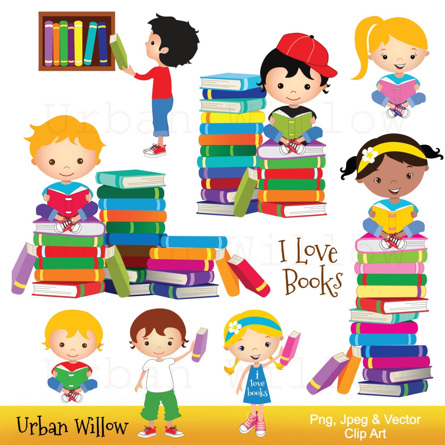 Clipart Of Kids Reading