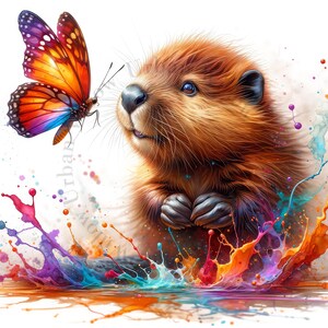 10 cliparts animaux mignons, encre et peinture, fichiers haute définition JPG de qualité, téléchargement numérique, art de la chambre d'enfant, artisanat, impression