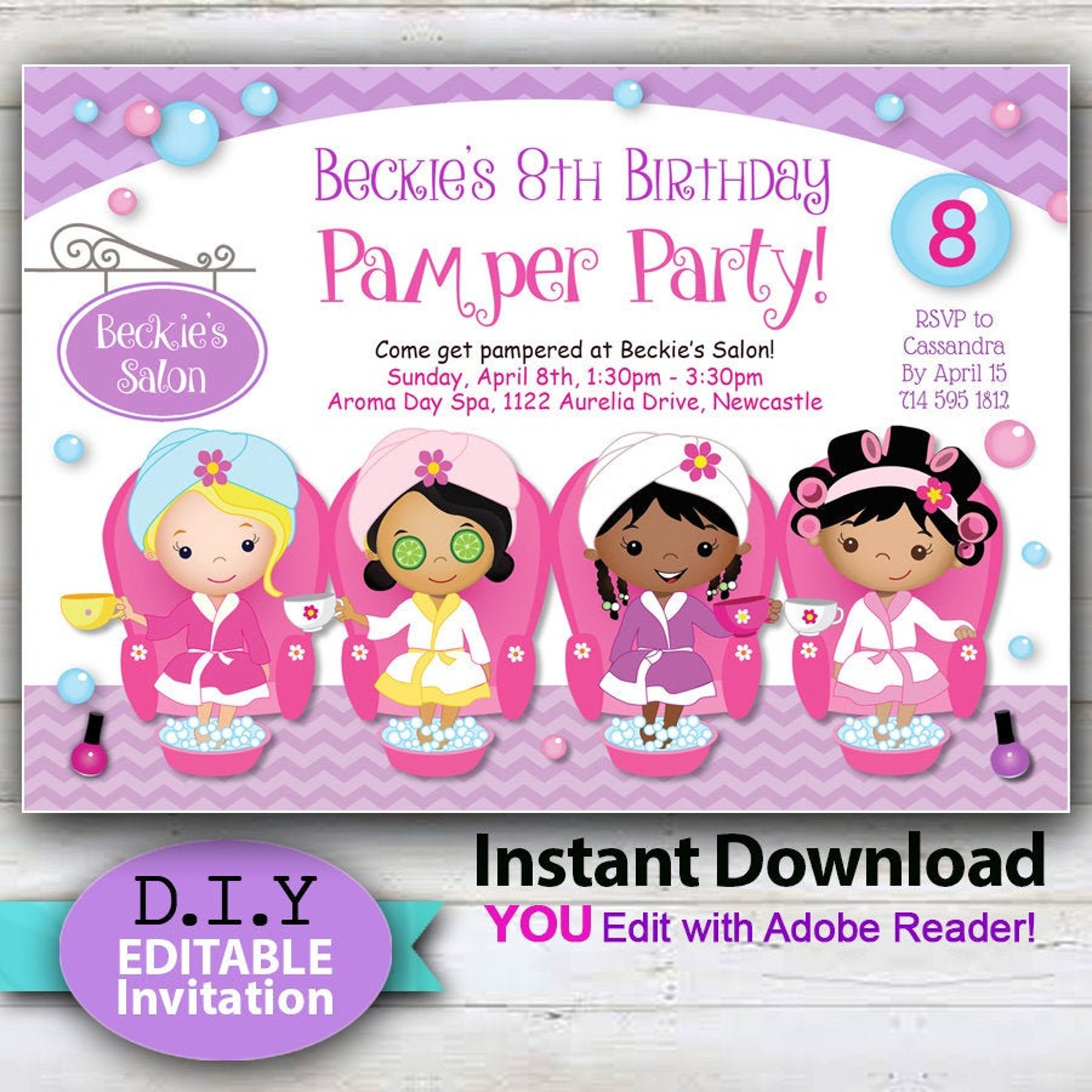 EDITABLE Pamper Party Invitation Girls Pamper Party Etsy editable-pamper-party-invitation-girls-pamper-party-etsy