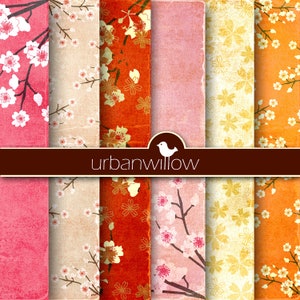 INSTANT DOWNLOAD -  JAPANESE Textured digital 12" x 12" papers pack.