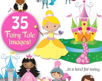 ULTIMATE PRINCESS PACK - 35 clip art fairy tale image set, for small commercial and personal use.