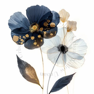 10 Blumen, Aquarell Clipart, Gepresste Blumen, High Definition JPGs, Digitaler Download, Papiermodell, Einladungen.