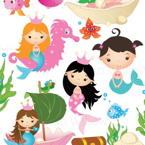 Mermaid Clipart, Value Clipart, Digital Clipart Fish, Commercial Use OK ...