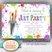 EDITABLE ART PARTY Printables, Art Party Invitation, Painting Party ...