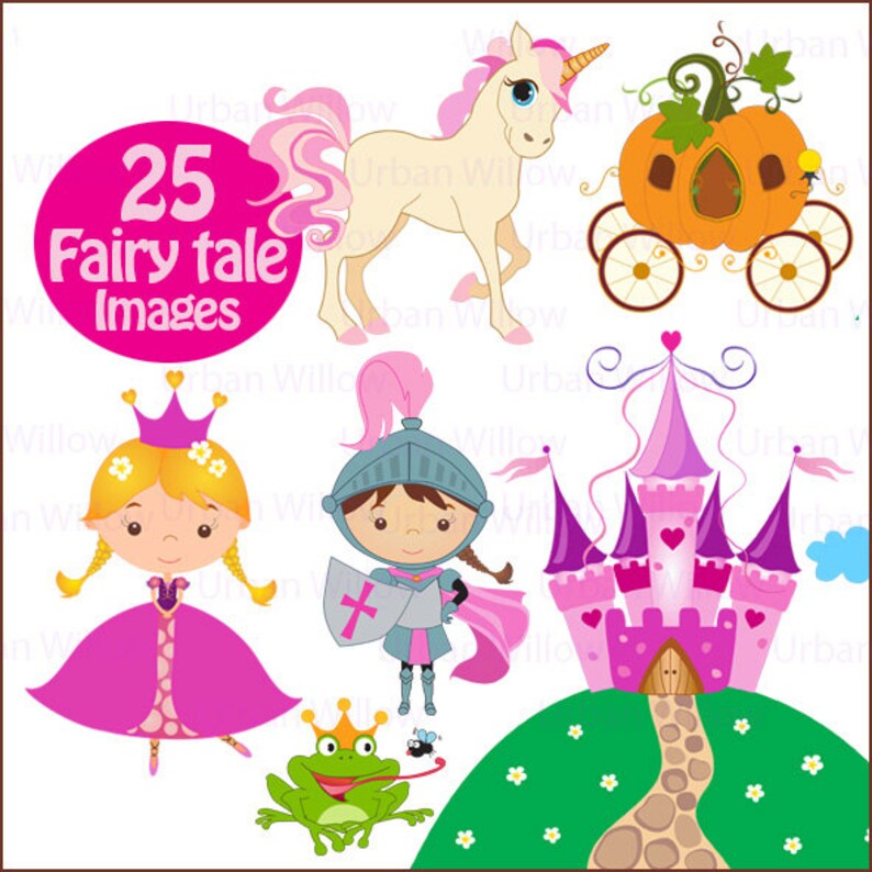 PRINCESS Fairy Tale 25 piece clip art set in Png clip art | Etsy