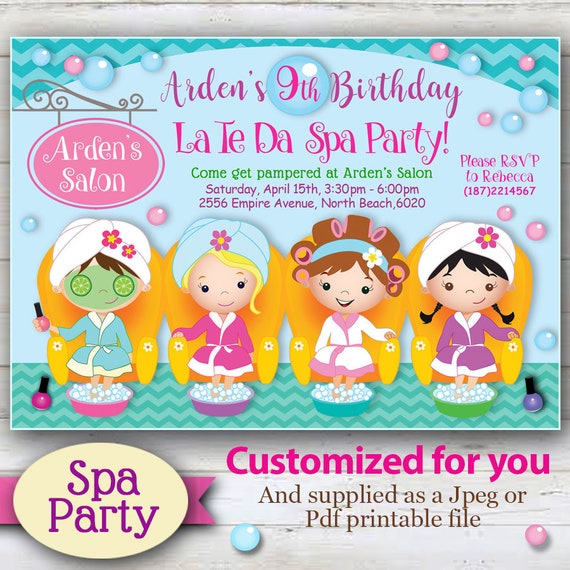 CUSTOMIZED SPA/ PAMPER Party Invitation Pedicure Party Girls Etsy