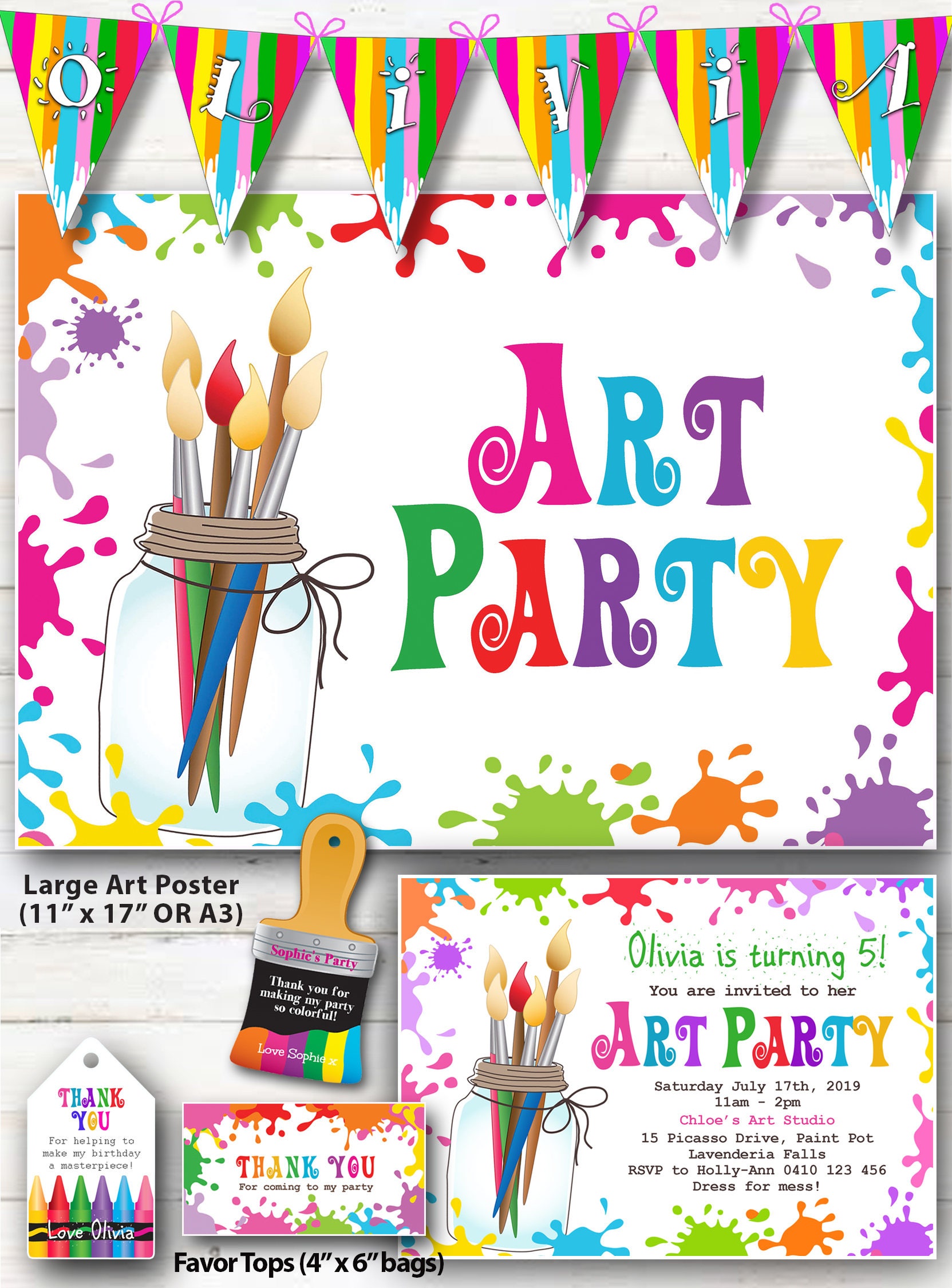 EDITABLE ART PARTY Printables Art Party Invitation Painting | Etsy