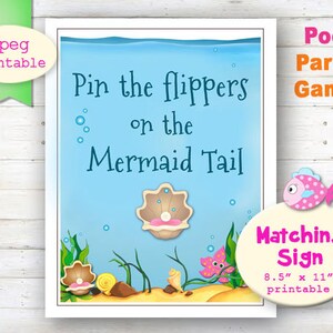PIN THE TAIL on the Mermaid Game, Mini Printable Mermaid Game, Mermaid ...