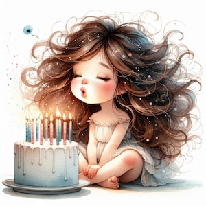 10 anniversaires de filles brunes, images haute définition, illustrations numériques Jpeg, impressions murales, découpage, graphiques à usage commercial.