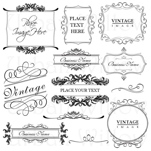 ORNAMENTAL VINTAGE FRAMES 6 - Digital vintage style designs, Png images.