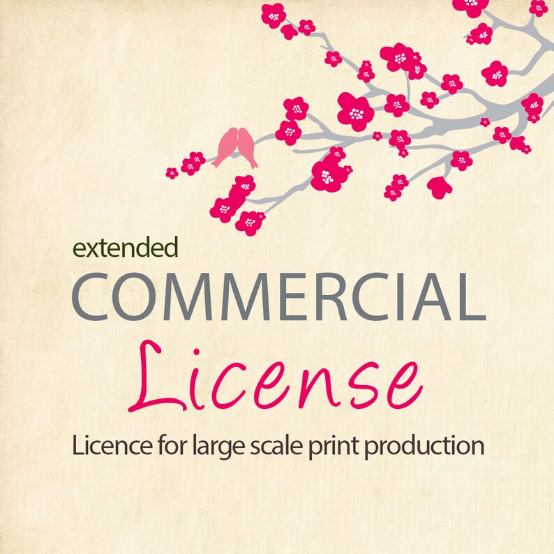 EXTENDED COMMERCIAL LICENSE for large scale print or digitalised embroidery design production.