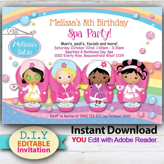EDITABLE Pamper Party Invitation girls pamper party Etsy
