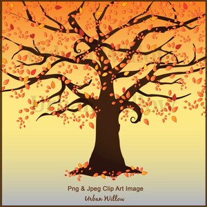Caduta albero Clipart, clipart di autunno, immagini autunno, bellissimo albero di caduta, ambra liquida, albero stampe, crepuscolo, all'alba, albero digitale