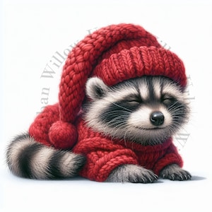 Clipart animaux de Noël des bois 1, écureuil, renard, souris, lapin, raton laveur. Images JPEG haute définition.