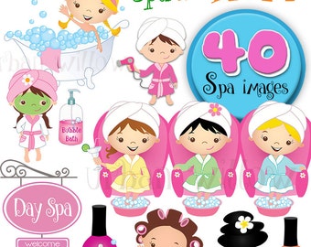 Spa Party/ Day Spa - 40 piece clip art set in premium quality 300 dpi, Png and Jpeg & Vector files.