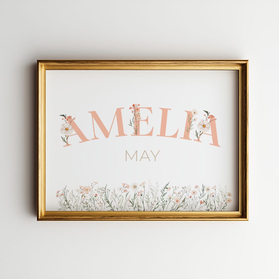Custom Name Wildflower Nursery Art Print (digital Download - Etsy