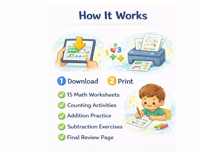 Preschool Math Worksheets, Counting, Addition, Subtraction (printable ...