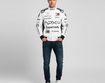 Giubbotto bomber da corsa APXGP / Abbigliamento da strada ispirato alla Formula 1 / Giacca da motorsport fatta a mano in stile F1 / Moda da uomo ispirata alle squadre di corse
