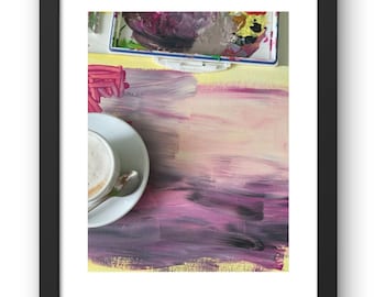 Kunstprint, "Schetsboekochtenden"; print op hoogwaardig kunstpapier; ingelijst, gemaakt om lang mee te gaan.