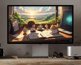 Chibi Ghibli Wallpaper Pack: Kawaii Desktop Backgrounds (Digital Download)