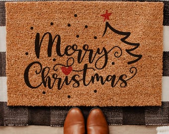 Merry Christmas Door Mat, Christmas Doormat, Christmas Welcome Mat, Christmas Decor Outdoor Christmas Decorations for the Home