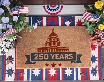 Deurmat 250 jaar jubileum, 1776-2026 patriottisch huisdecor, welkomstmat VS Capitool, Amerikaans geschiedeniscadeau, Onafhankelijkheidsdagtapijt
