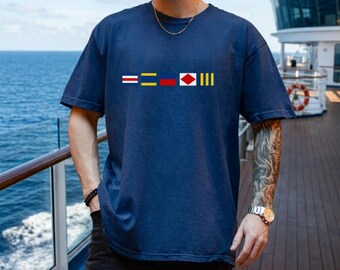 Comfort Colors® Personalized Name In Nautical Flags Shirt, Maritime Flag T-Shirt, Custom Captain Maritime Signal Flag Tee, Father's Day Gift
