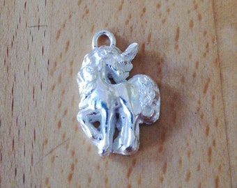 Silver Unicorn charm on 16' silver necklace
