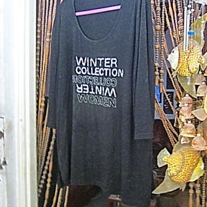ML, Israel - Blusa túnica negra de viscosa con adornos de cuentas y lentejuelas, estilo vintage - Talla 5 (2XL)