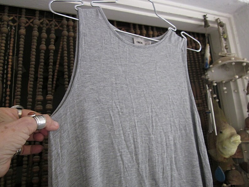 EU 36 UK 8 Size: US 4 Casual Summer Halter Dress in Light Gray Vintage