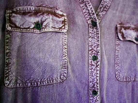 Batik Stonewashed Effect Mauve/Dusty Lilac Button… - image 8
