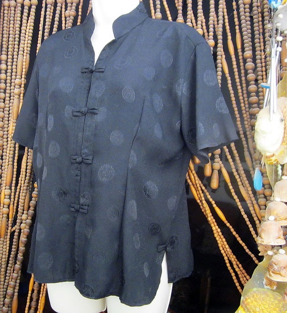 100% Silk Elegant BLACK Short-Sleeved Classic Jac… - image 5