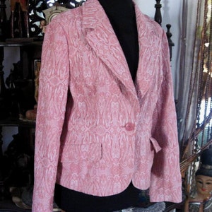 STYLE & CO Collection - Beautiful Touch-and-Feel Patterns Vintage Cerise Jacket - Large