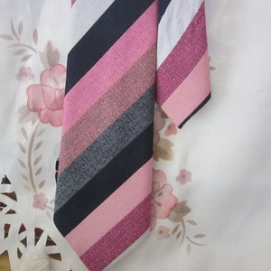 Men&#39;s Necktie - Striped in Violet, Rose, Black, Grey, Tan, Lilac and White
