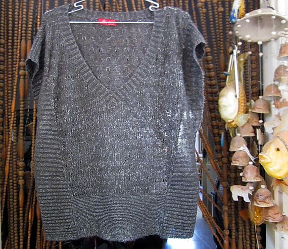 Unique 3 Diffferent Knit Patterns V-Neck Pullover… - image 2